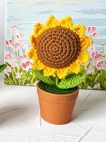 1pc Polyester Artificial Flower, Modern Artificial Sunflower For Home Decor And Party,Graduation Gift - Brown - View 3