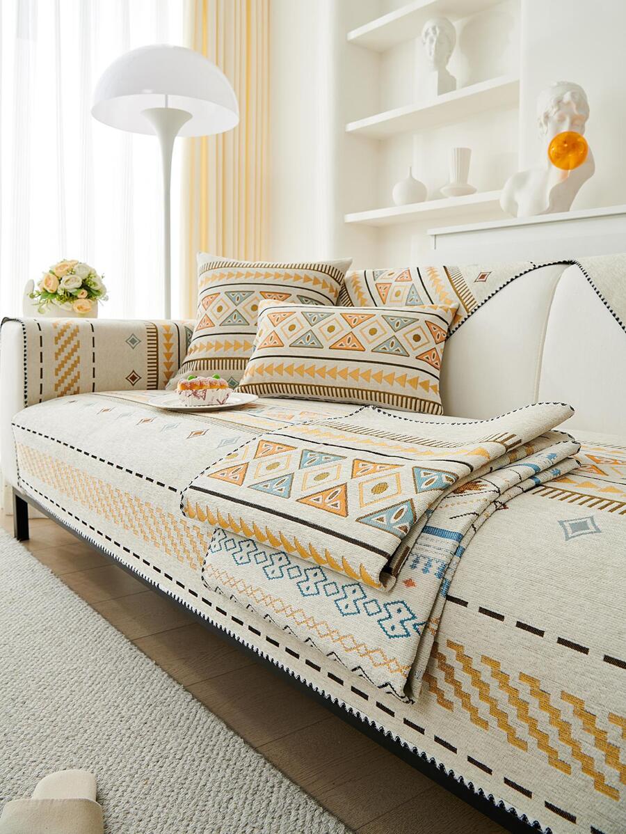 1 Hình Học Dạ Nỉ Sofa Ghế Đệm, Boho Dạ Nỉ Thiết Kế Ghế Sofa Đệm Cho Gia Đình, Tất Cả Các Mùa - Màu be - Xem 1