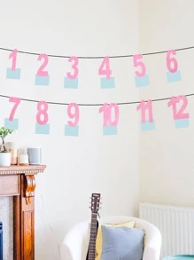 1 Bộ Cờ Kéo Giấy, Thiết Kế Số Hiện Đại Treo Trang Trí Trang Trí Nhà Cửa - Hồng - Xem 1