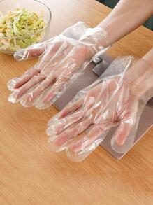 100入組透明一次性家用手套廚房用簡單透明PE防水一次性手套 - 無色 - 查看 1