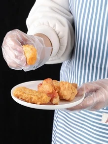 100入組透明一次性家用手套廚房用簡單透明PE防水一次性手套 - 無色 - 查看 7
