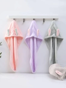 1pc Ear Decor Hair Towel, Cartoon Fabric Women's Strong Absorbent Quick-Drying Hair Drying Cap For Home Shower Towels For Beaty Salon, Hotel Sports,Home Essentials, Towel, Skin Care