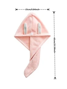 1pc Ear Decor Hair Towel, Cartoon Fabric Women's Strong Absorbent Quick-Drying Hair Drying Cap For Home Shower Towels For Beaty Salon, Hotel Sports,Home Essentials, Towel, Skin Care