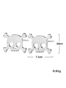2入組頭骨設計耳釘,不銹鋼首飾類