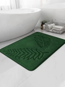 1 Peça Tapete de Banho com Estampa de Folha, Design Simples em Relevo Absorve Água, Tapete Sanitário para Decoração de Banheiro Doméstico, Carpete de Chão, Tapete Externo, Tapete de Entrada, Decoração de Outono, Acessórios de Banheiro, Decoração de Volta às Aulas - Verde - Visão 4