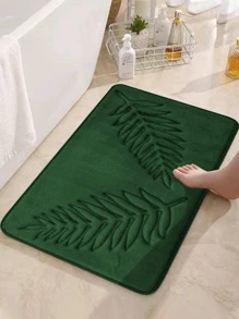 1 Peça Tapete de Banho com Estampa de Folha, Design Simples em Relevo Absorve Água, Tapete Sanitário para Decoração de Banheiro Doméstico, Carpete de Chão, Tapete Externo, Tapete de Entrada, Decoração de Outono, Acessórios de Banheiro, Decoração de Volta às Aulas - Verde - Visão 2