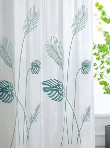 葉子刺繡單面板透明窗簾現代熱帶葉子刺繡濾光隱私透明窗簾適用於客廳和臥室 - 彩色 - 查看 5