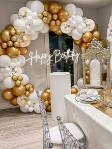 白金氣球花環套件,102 件 12 英寸 10 英寸 5 英寸白色和金色氣球金色五彩紙屑氣球適合婚禮單身女郎生日嬰兒送禮會訂婚週年紀念派對裝飾 - 彩色 - 查看 2