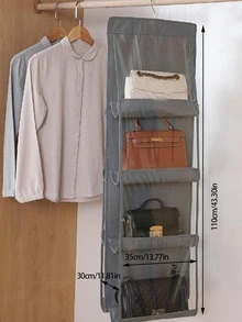 1入組手提包懸掛收納懸掛包適用於收納手提包衣櫃懸掛收納手提包收納適用於壁櫥 - 灰色 - 查看 6