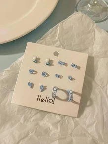 12pcs Floral Decor Earrings