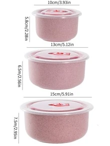 3 piezas Bol portátil de plástico - Rosa - Ver 2