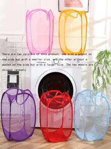 1pc Plain Mesh Laundry Hamper, Simple Laundry Basket For Bathroom - Multicolor - View 2