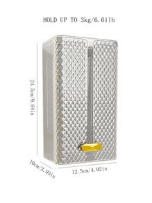 1pc Transparent Wall Mounted Punch Free Toilet Paper Holder, Modern Tissue Storage Box For Bathroom - Khaki - View 3