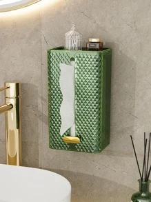 1pc Transparent Wall Mounted Punch Free Toilet Paper Holder, Modern Tissue Storage Box For Bathroom - Khaki - View 2