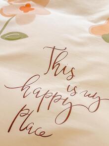 3pcs/set Flower Print Orange Flat Sheet With 2pcs Pillow Case Without Filler, Modern Soft Sheet Set For Bedroom - Orange - View 5