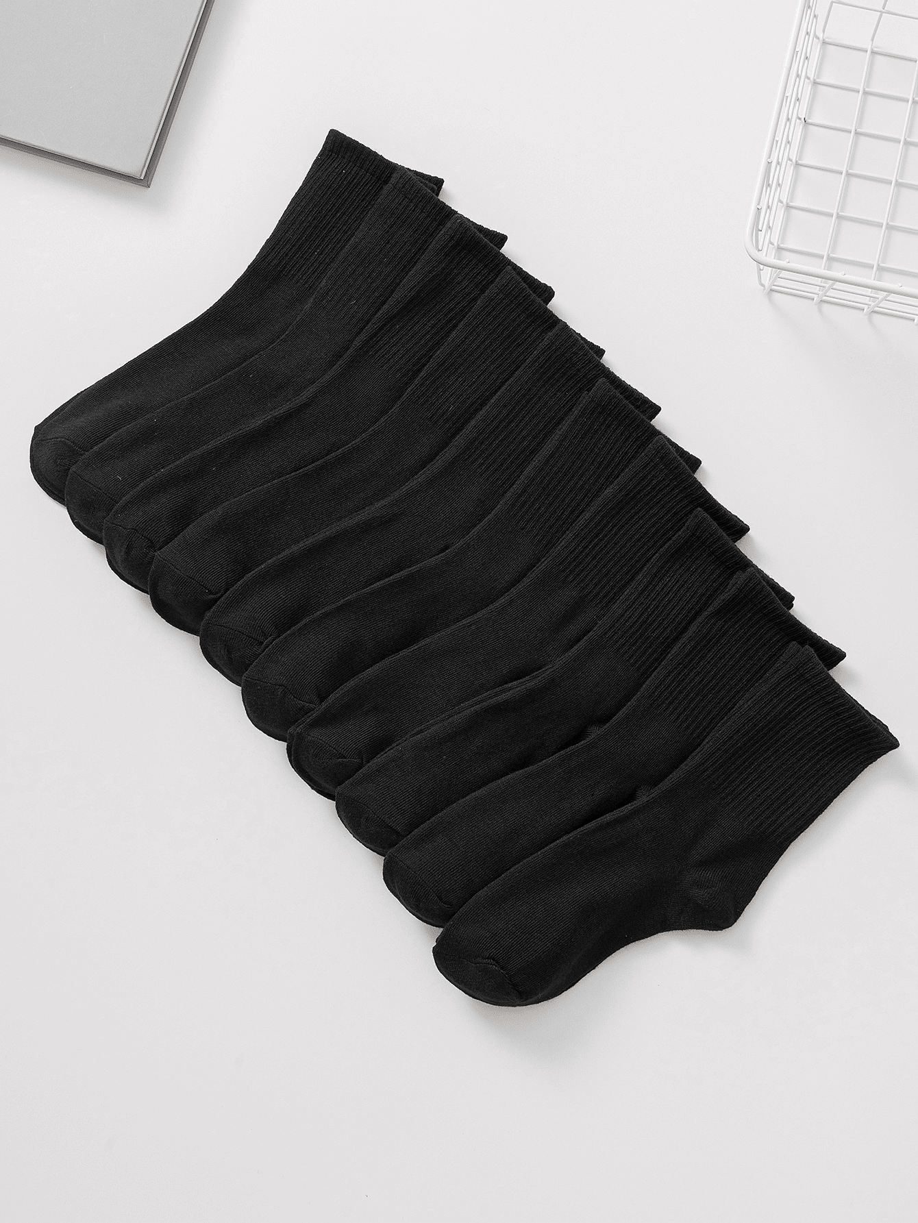10pairs Men Solid Crew Socks SHEIN USA