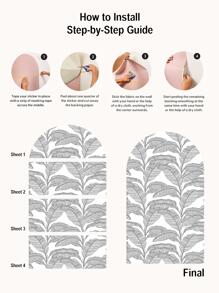 SUPSTICKER 1pc Water Proof Thick Leaf Print Wall Sticker, PVC Self Adhesive Wall Decorative Sticker For Home Decor, Stickers, Wall Decal, Vinyl Decal For Home Decorations, Spring Decoration Items Refresh Your Home, Festival Decoration Stickers Gifts Birthday Graduation - Black and White - View 7