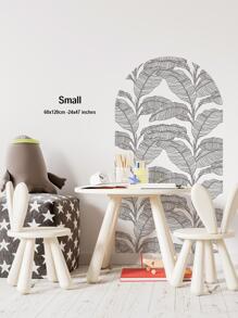 SUPSTICKER 1pc Water Proof Thick Leaf Print Wall Sticker, PVC Self Adhesive Wall Decorative Sticker For Home Decor, Stickers, Wall Decal, Vinyl Decal For Home Decorations, Spring Decoration Items Refresh Your Home, Festival Decoration Stickers Gifts Birthday Graduation - Black and White - View 2
