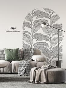 SUPSTICKER 1pc Water Proof Thick Leaf Print Wall Sticker, PVC Self Adhesive Wall Decorative Sticker For Home Decor, Stickers, Wall Decal, Vinyl Decal For Home Decorations, Spring Decoration Items Refresh Your Home, Festival Decoration Stickers Gifts Birthday Graduation - Black and White - View 4