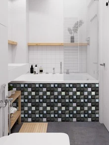 10入組/套PVC創意瓷磚圖案牆貼 - 黑色 - 查看 3