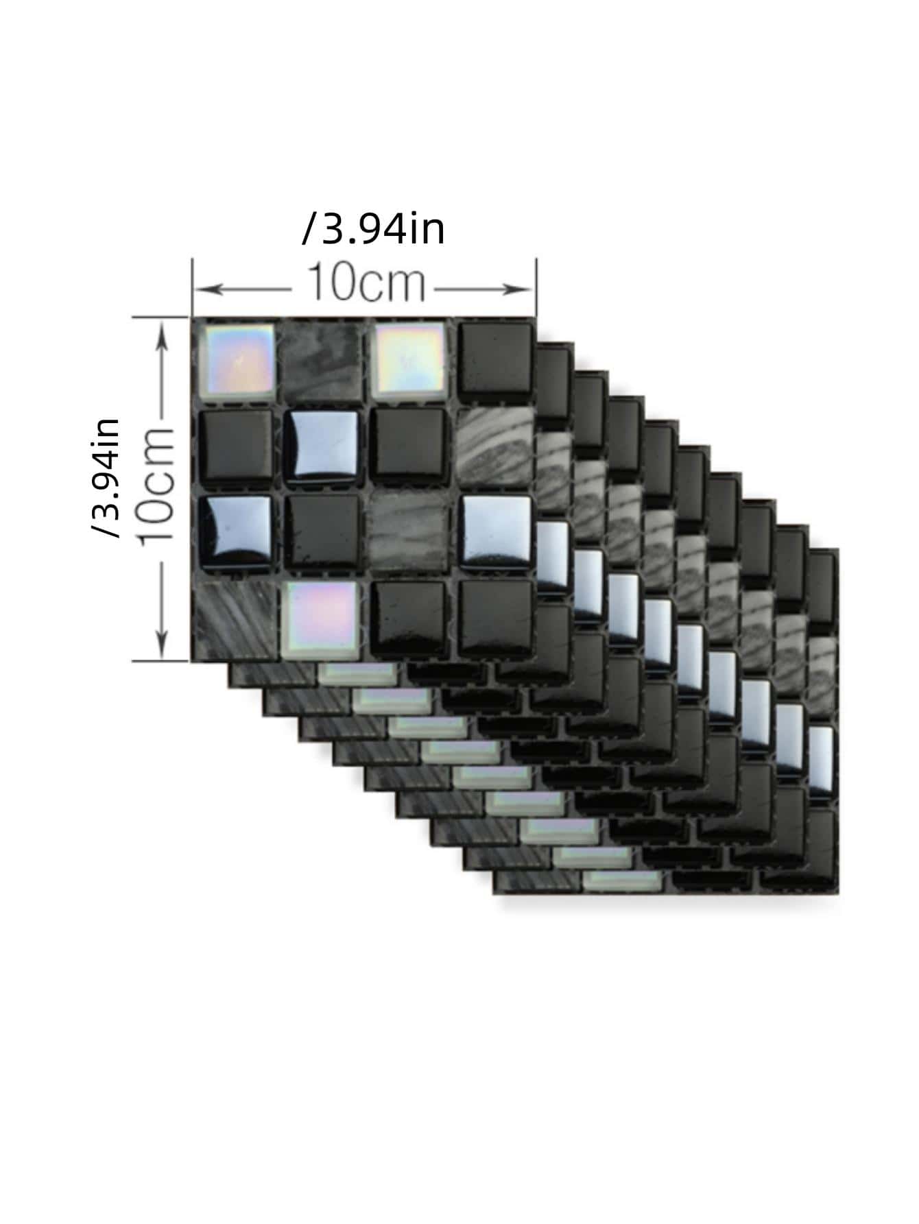 10入組/套PVC創意瓷磚圖案牆貼 - 黑色 - 查看 1