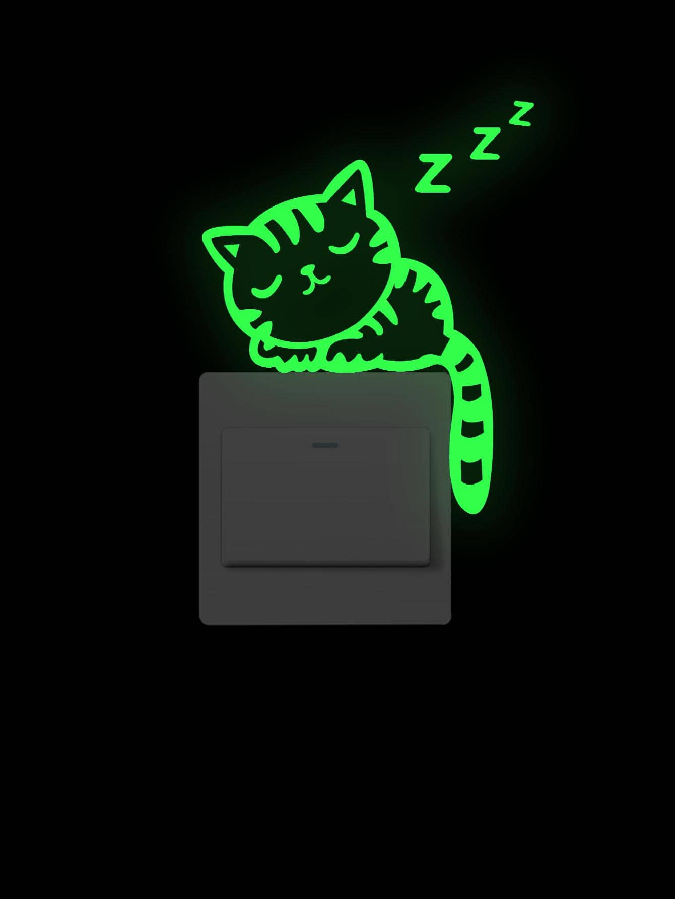 1pc PVC Switch Outlet Wall Sticker, Creative Cat Design Glow In The Dark Switch Sticker For Home,Stickers,Wall Decal, Vinyl Decal For Home Decorations,Spring Decoration Items Refresh Your Home,Rama Decoration Stickers Gifts Birthday Graduation