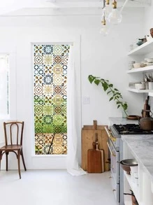 1卷PVC裝飾膜波西米亞幾何圖案窗戶貼紙 - 彩色 - 查看 5