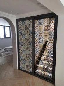 1卷PVC裝飾膜波西米亞幾何圖案窗戶貼紙 - 彩色 - 查看 2