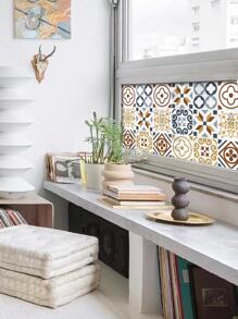 1卷PVC裝飾膜波西米亞幾何圖案窗戶貼紙 - 彩色 - 查看 9