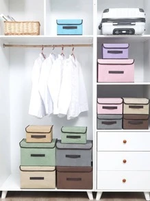 1pc Fabric Foldable Storage Bin For Clothes, Underwear, Socks, Portable Organizer Box, Dust & Moisture Proof Closet Storage Container, 2pcs Vacuum Compression Bags, Wardrobe Organizers