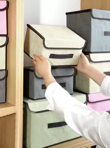 1pc Fabric Foldable Storage Bin For Clothes, Underwear, Socks, Portable Organizer Box, Dust & Moisture Proof Closet Storage Container, 2pcs Vacuum Compression Bags, Wardrobe Organizers