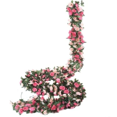 1入組/2入組- 婚禮背景裝飾派對裝飾玫瑰聖誕裝飾花藤仿真花藤 94.49 英寸裝飾花藤絲藤懸掛婚禮迎嬰派對裝飾花環家居戶外室內裝飾花粉色