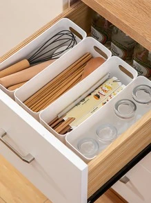 1 pieza Cajón almacenamiento moderno unicolor Bandeja organizadora de cajones de escritorio para cocina - Blanco - Ver 10