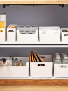 1 pieza Cajón almacenamiento moderno unicolor Bandeja organizadora de cajones de escritorio para cocina - Blanco - Ver 2