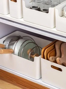 1 pieza Cajón almacenamiento moderno unicolor Bandeja organizadora de cajones de escritorio para cocina - Blanco - Ver 9