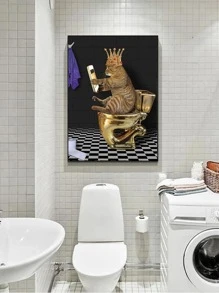 1入組貓圖案無框畫創意合成纖維牆藝術畫適用於家居牆壁裝飾 - 彩色 - 查看 2