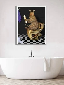 1入組貓圖案無框畫創意合成纖維牆藝術畫適用於家居牆壁裝飾 - 彩色 - 查看 3