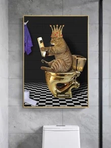 1入組貓圖案無框畫創意合成纖維牆藝術畫適用於家居牆壁裝飾 - 彩色 - 查看 4