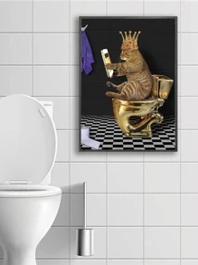 1入組貓圖案無框畫創意合成纖維牆藝術畫適用於家居牆壁裝飾 - 彩色 - 查看 5