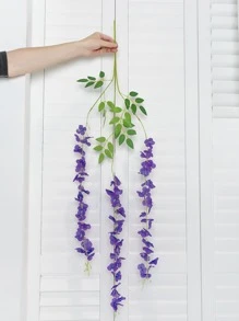 1 Bộ 2 Vòng Hoa Tử Đằng Nhân Tạo, Dây Hoa Lụa Trang Trí Cho Phông Nền Tiệc Cưới Trong Nhà Ngoài Trời Tường Sự Kiện Và Trang Trí Nhà Cửa - Màu tím  Violet - Xem 2