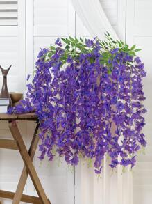1 Bộ 2 Vòng Hoa Tử Đằng Nhân Tạo, Dây Hoa Lụa Trang Trí Cho Phông Nền Tiệc Cưới Trong Nhà Ngoài Trời Tường Sự Kiện Và Trang Trí Nhà Cửa - Màu tím  Violet - Xem 1