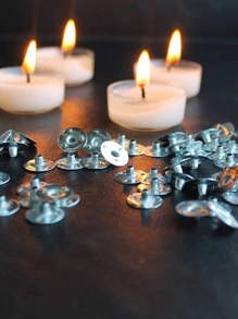 100 piezas Mecha de vela liso - Plateado - Ver 3