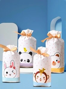 50 cái Túi gói quà PEVA, Túi quà họa tiết động vật hoạt hình cho bữa tiệc - Nhiều màu - Xem 3