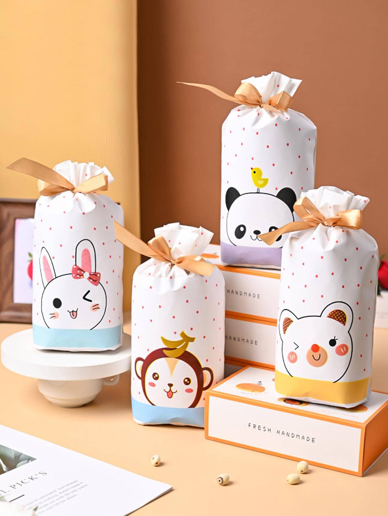 50 cái Túi gói quà PEVA, Túi quà họa tiết động vật hoạt hình cho bữa tiệc - Nhiều màu - Xem 1