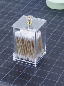 1pc Clear Facial Pad Storage Box With Lid, Multifunction Swab Box, For Home - Clear - View 1