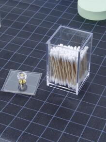 1pc Clear Facial Pad Storage Box With Lid, Multifunction Swab Box, For Home - Clear - View 3