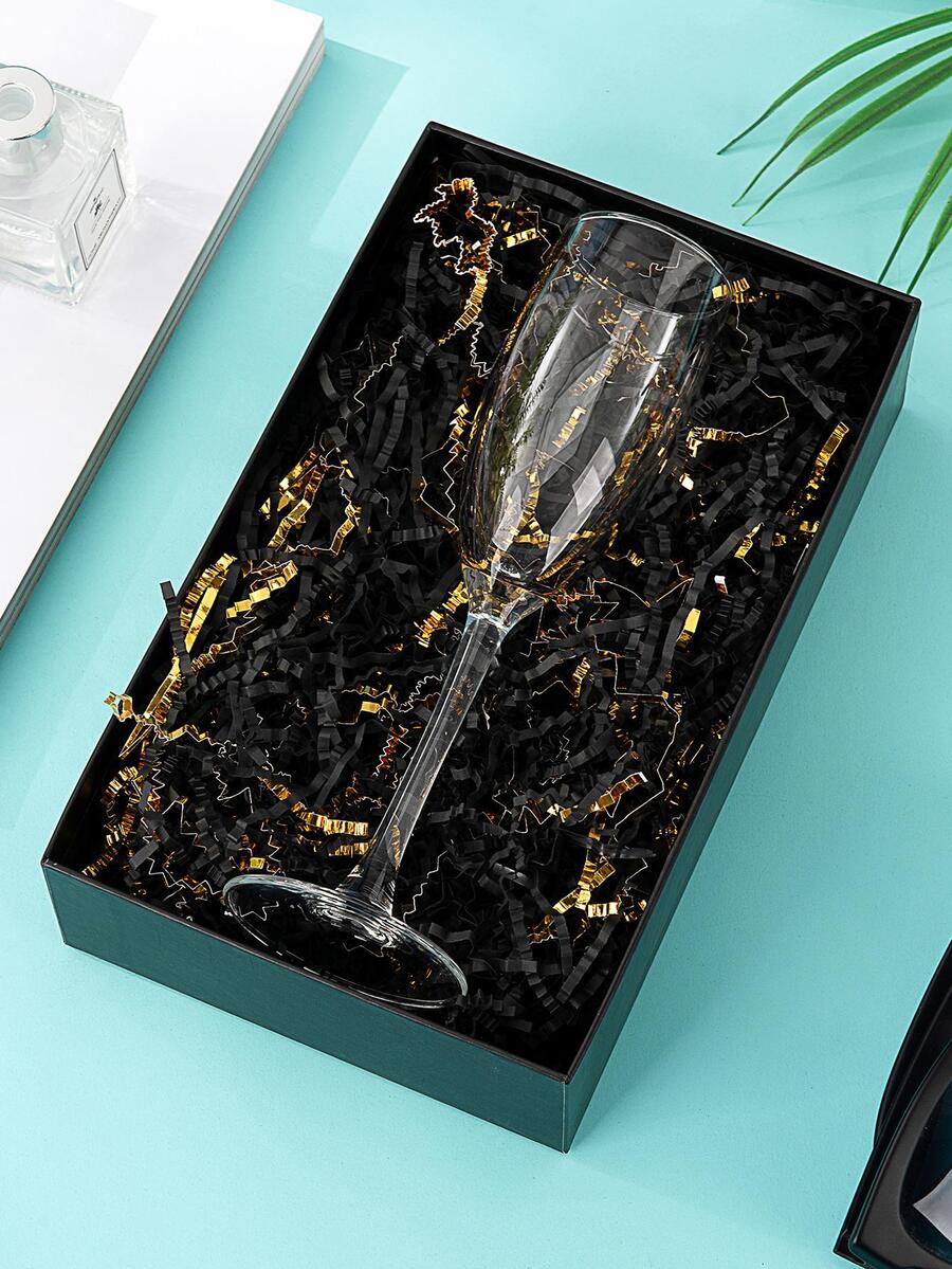 1pack Paper Gift Wrap Crinkle & Filler Paper, Metallic Shredded Paper For Gift Box - Black - View 1