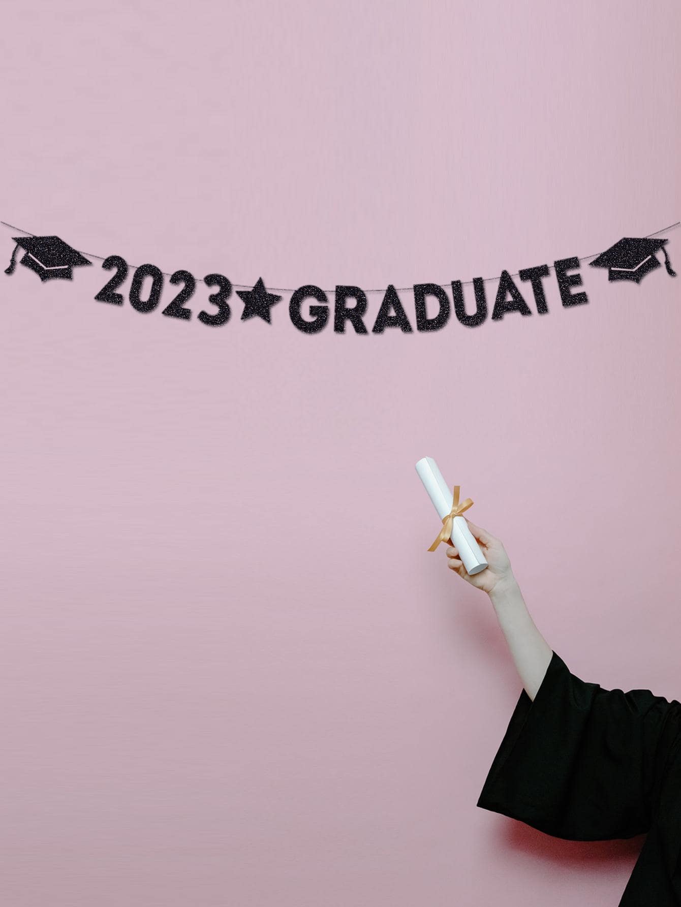 1套紙製拉旗畢業帽和字母圖形掛旗適用於派對