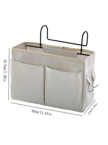 1pc Bedside Hanging Storage Bag, Multifunction Hanging Organizer For Bedroom - White - View 4