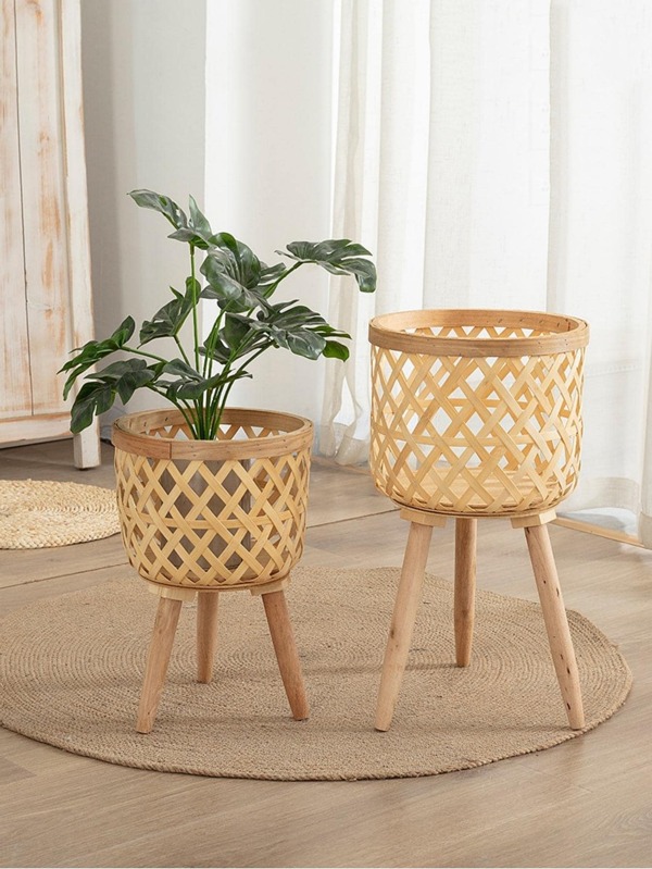 1pc Bamboo Flower Basket, Minimalist Woven Flower Basket For Home Decor SHEIN USA